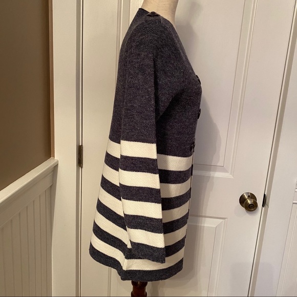 KEREN HART NEW SWEATER CARDIGAN BLUE WHITE STRIPE COLOR BLOCK OPEN FRONT SIZE S - Picture 5 of 8